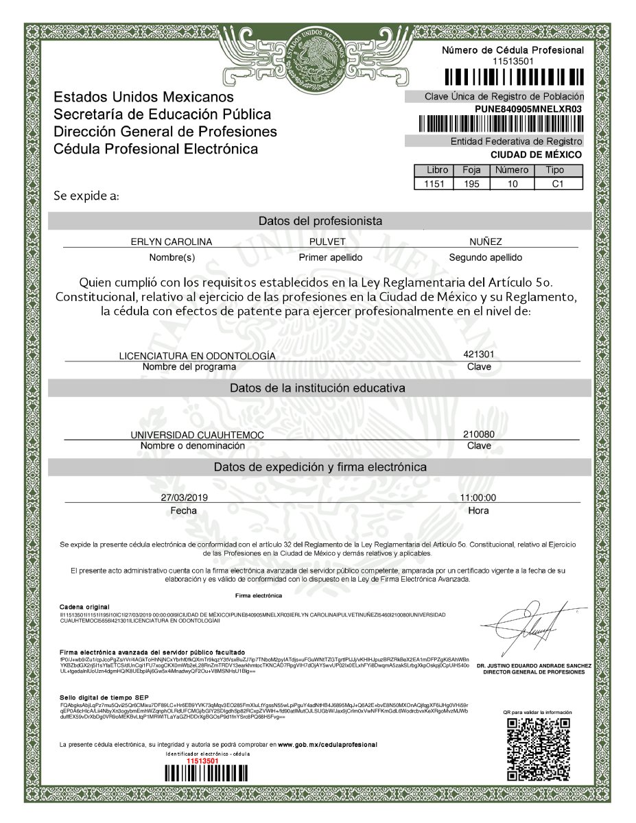 Licencia médica válida para Pulvet Dentist Group