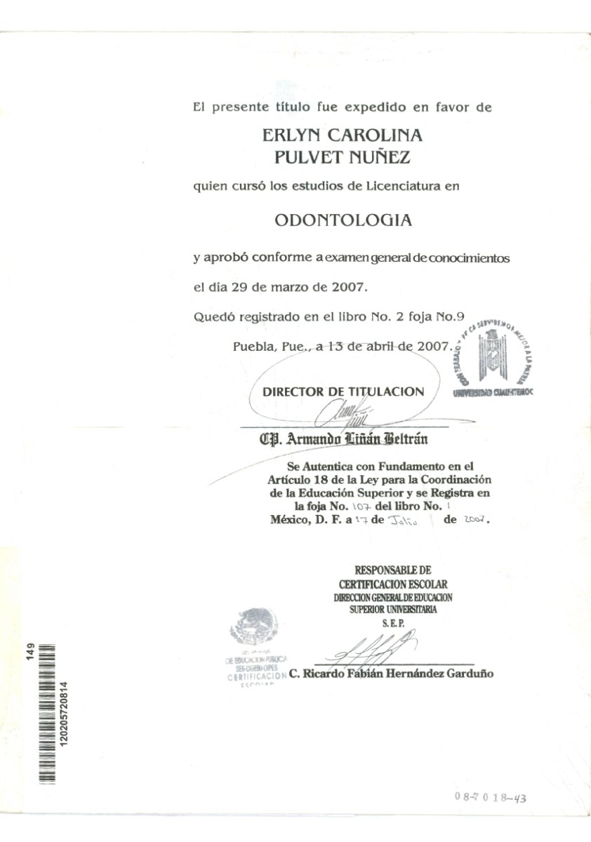 Licencia médica válida para Pulvet Dentist Group