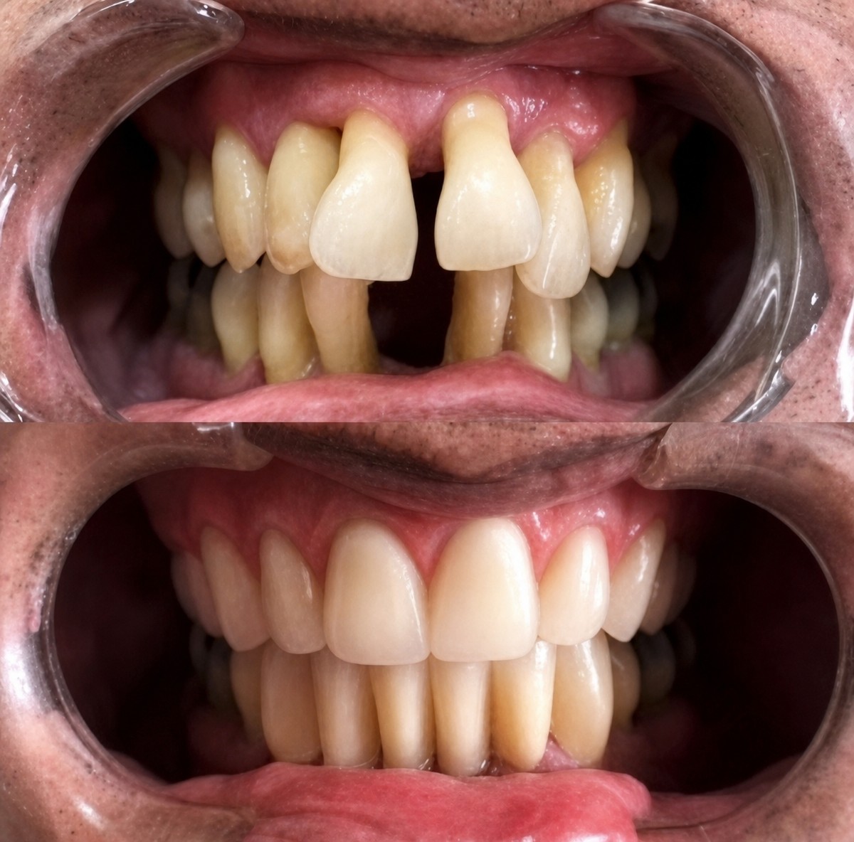 نتائج قبل وبعد زراعة الأسنان All-on-6 في Professional Dental Care Clinic، استعادة الابتسامة