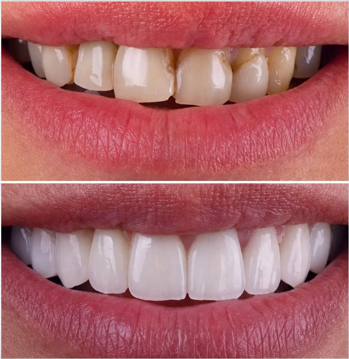 Результаты до и после установки фарфоровых виниров в White Dental Turkey – преображение улыбки