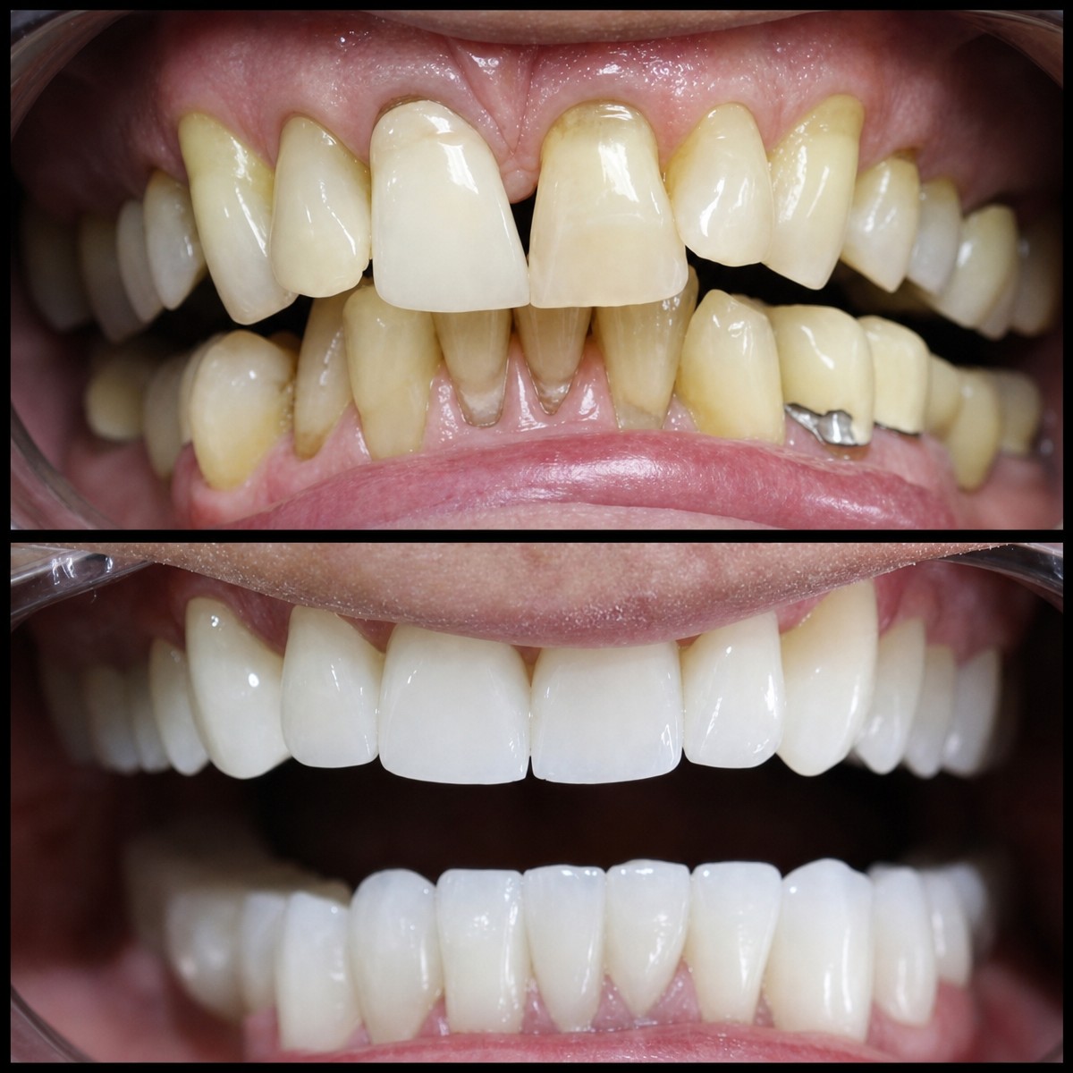نتائج قبل وبعد ابتسامة هوليود في Rose Dental Studio – تحول القشور الخزفية