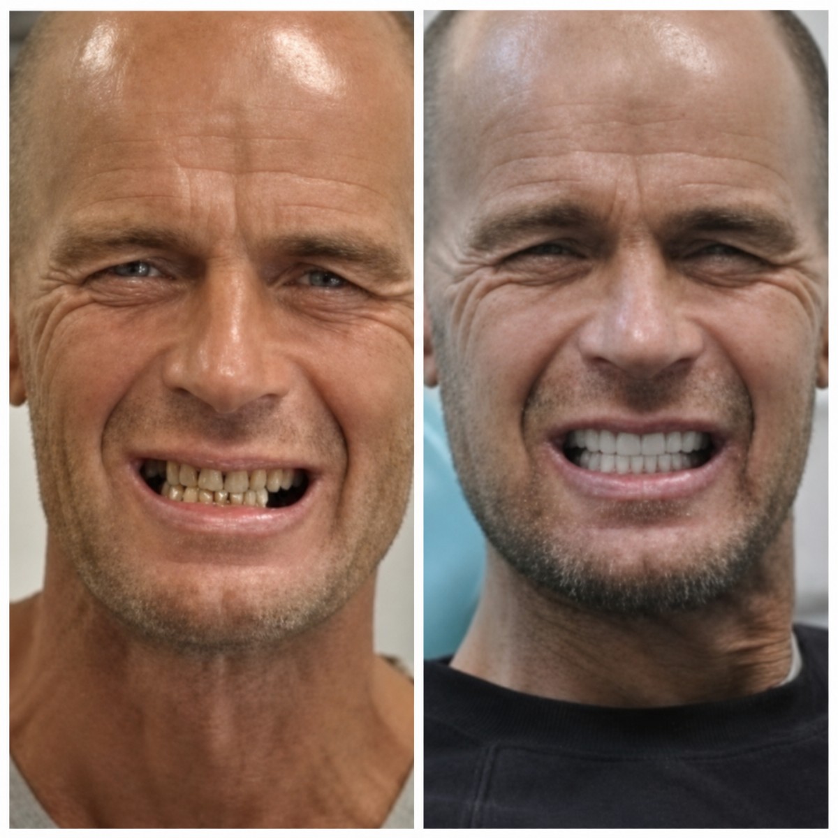 نتيجة قبل وبعد زراعة الأسنان All-on-6 في DentaPoint Dental Clinics، استعادة الابتسامة