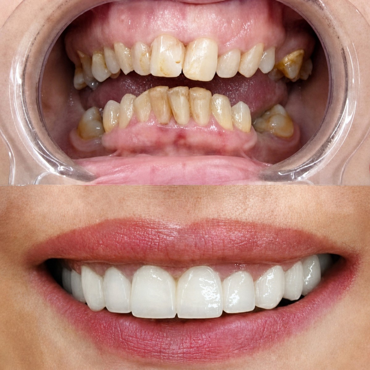 Résultats avant/après implant dentaire avec couronne à Memorial Antalya Hospital, sourire