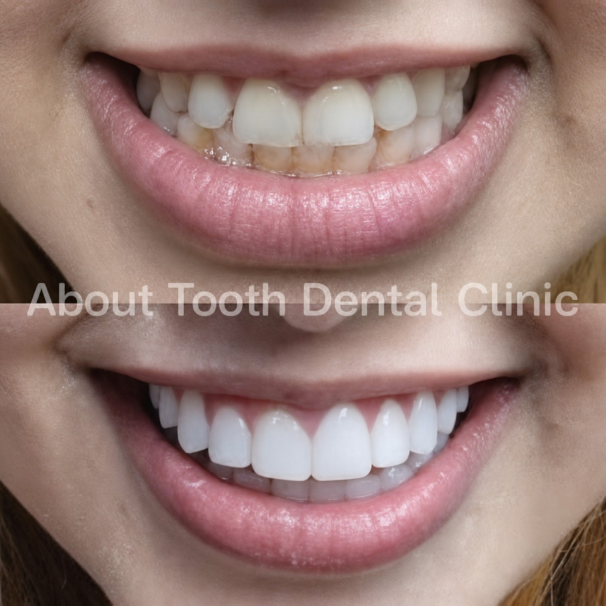 نتائج قبل وبعد الفينير المركب في About Tooth Dental Clinic، تحول الابتسامة