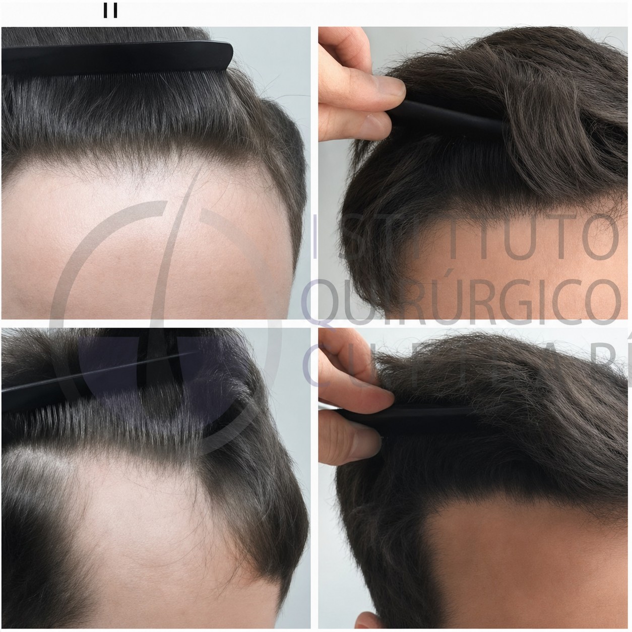 نتائج زراعة الشعر قبل وبعد في Centro Médico Teknon، استعادة خط الشعر لدى رجل