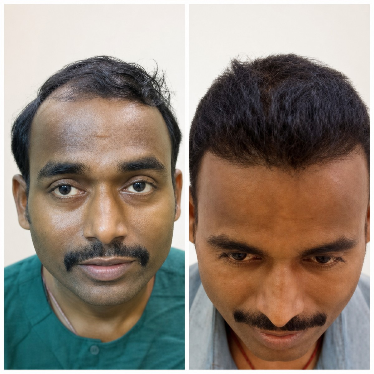 نتائج زراعة الشعر قبل وبعد في عيادات Vplant، استعادة خط الشعر الأمامي