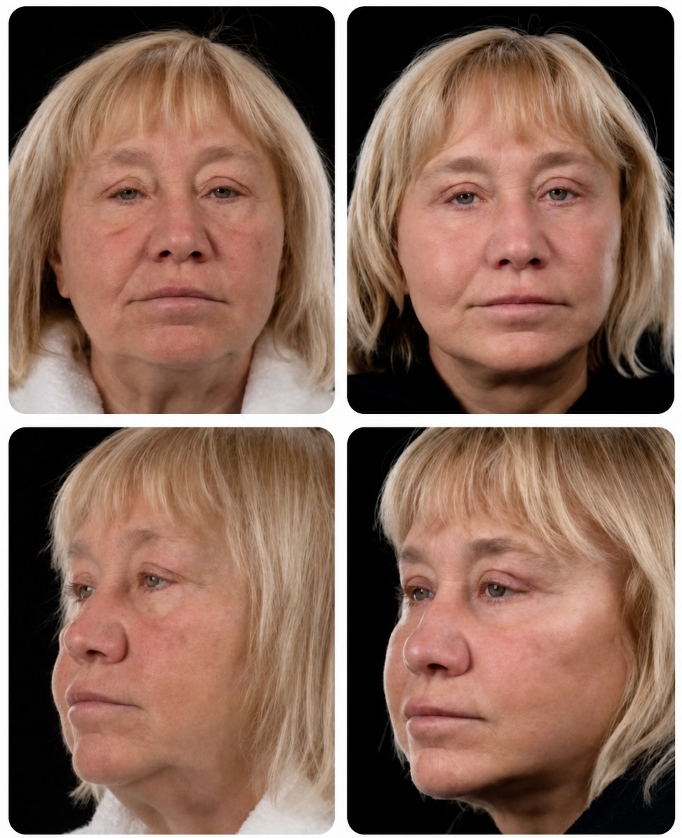 نتائج شد الوجه قبل وبعد في Yurchenko Plastic Surgery Team Kyiv، تجديد شباب الوجه