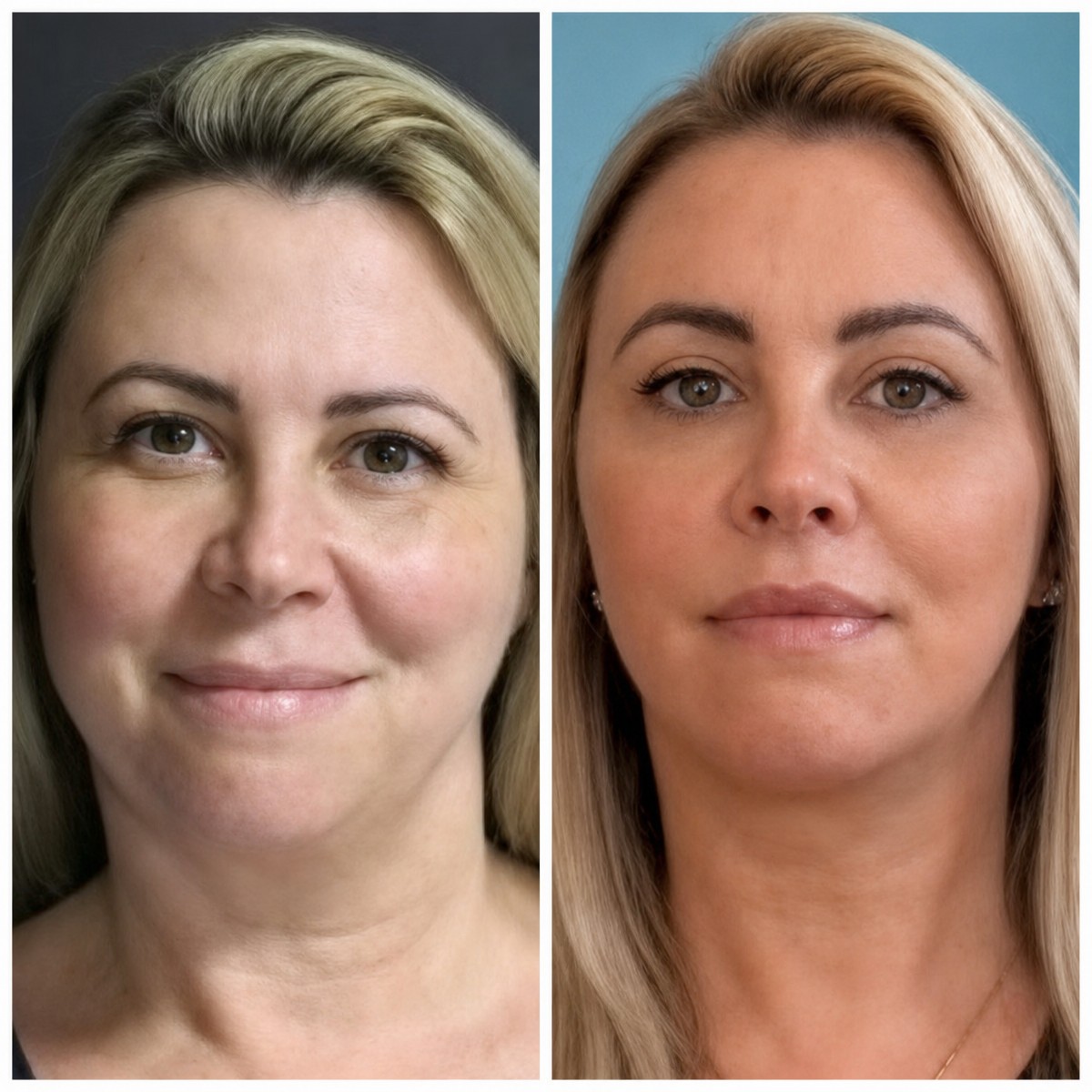 Facelift before and after results at Memorial Ataşehir Hospital, visible facial rejuvenation