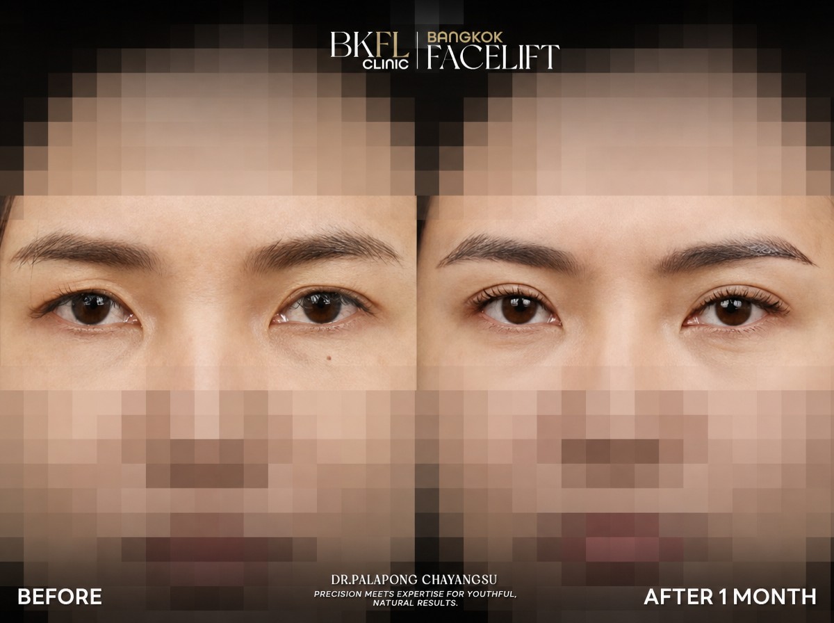 Blepharoplasty before and after results at BKFL Clinic – eyelid correction after 1 month