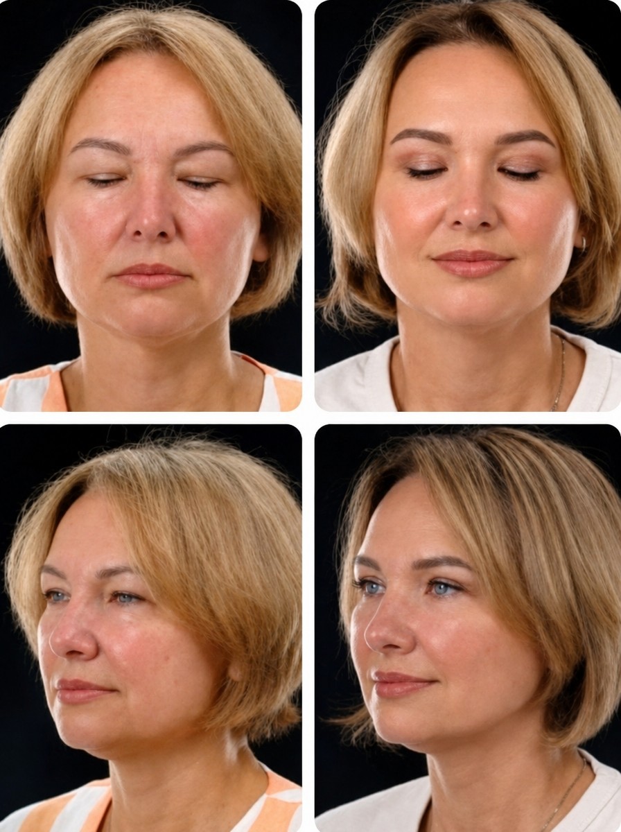 Resultados de lifting facial antes y después en Yurchenko Plastic Surgery Team, rejuvenecimiento visible