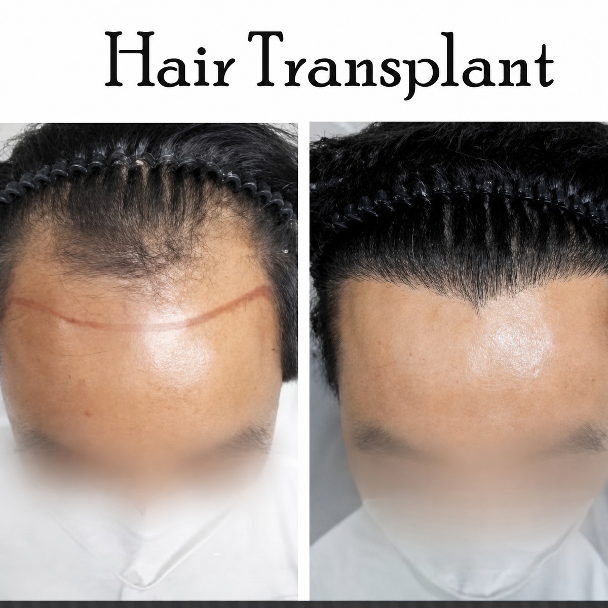 نتائج زراعة الشعر FUE قبل وبعد في Asia Cosmetic Hospital، خط شعر محسن