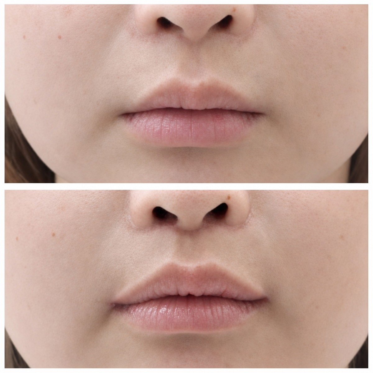 Before and after lip lift results at Dr. Tak Plastic Surgery, enhanced lip contour visible