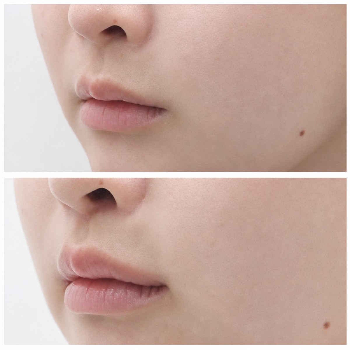 Before and after lip lift results at Dr. Tak Plastic Surgery, enhanced upper lip contour
