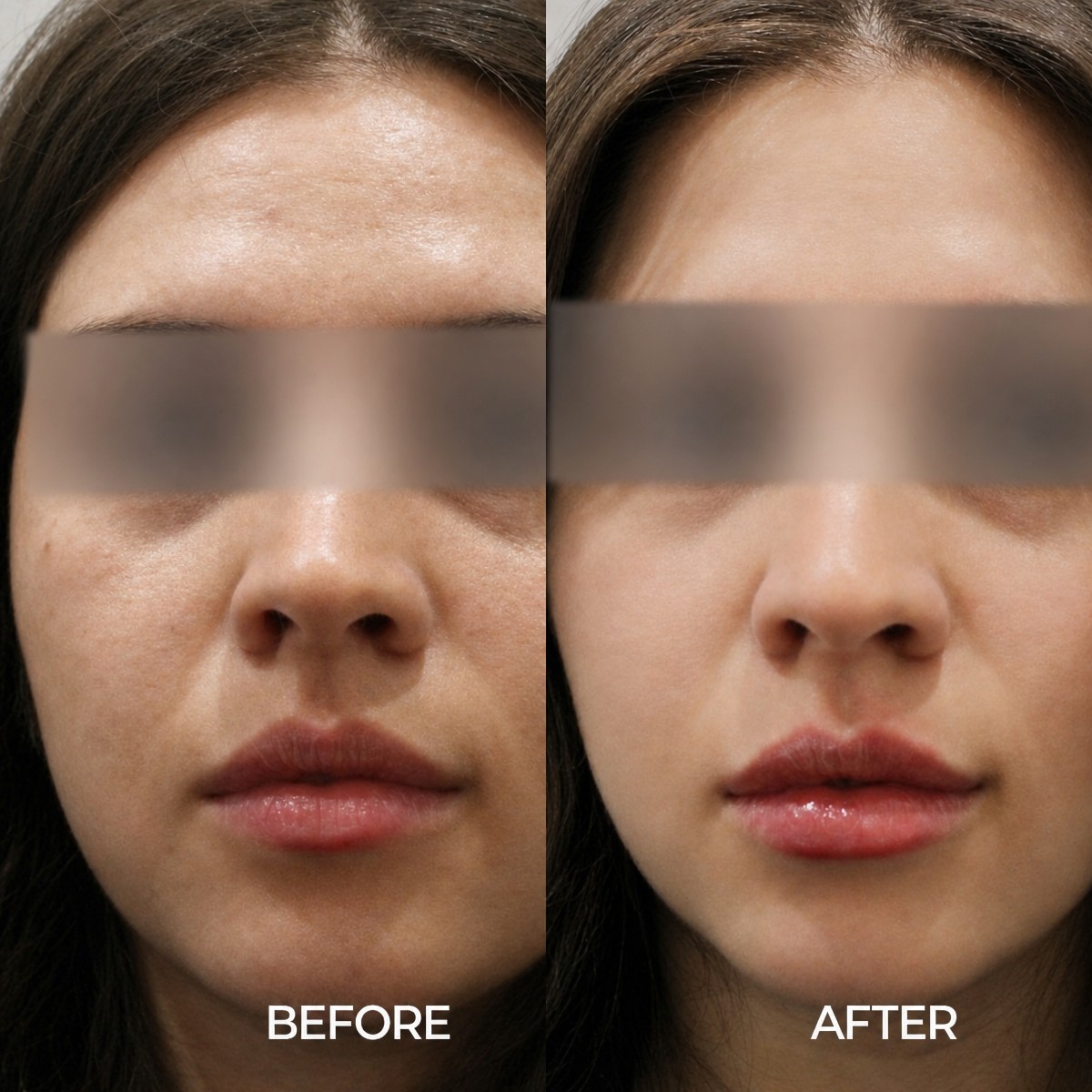 Before and after skin rejuvenation at Forena Clinic, improved facial skin texture result