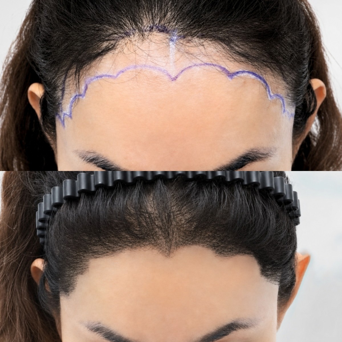 Before and after PRP hair loss treatment results at Wansiri Hospital, improved hairline density