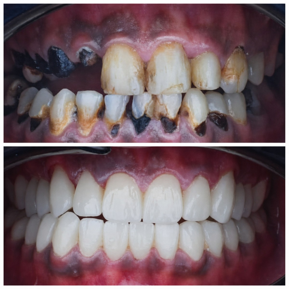 نتائج هوليود سمايل قبل وبعد في Omara Dental Centers – تحول كامل للابتسامة