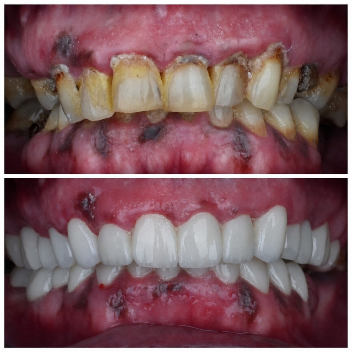 Resultados antes y después de Hollywood Smile en Omara Dental Centers – restauración dental total