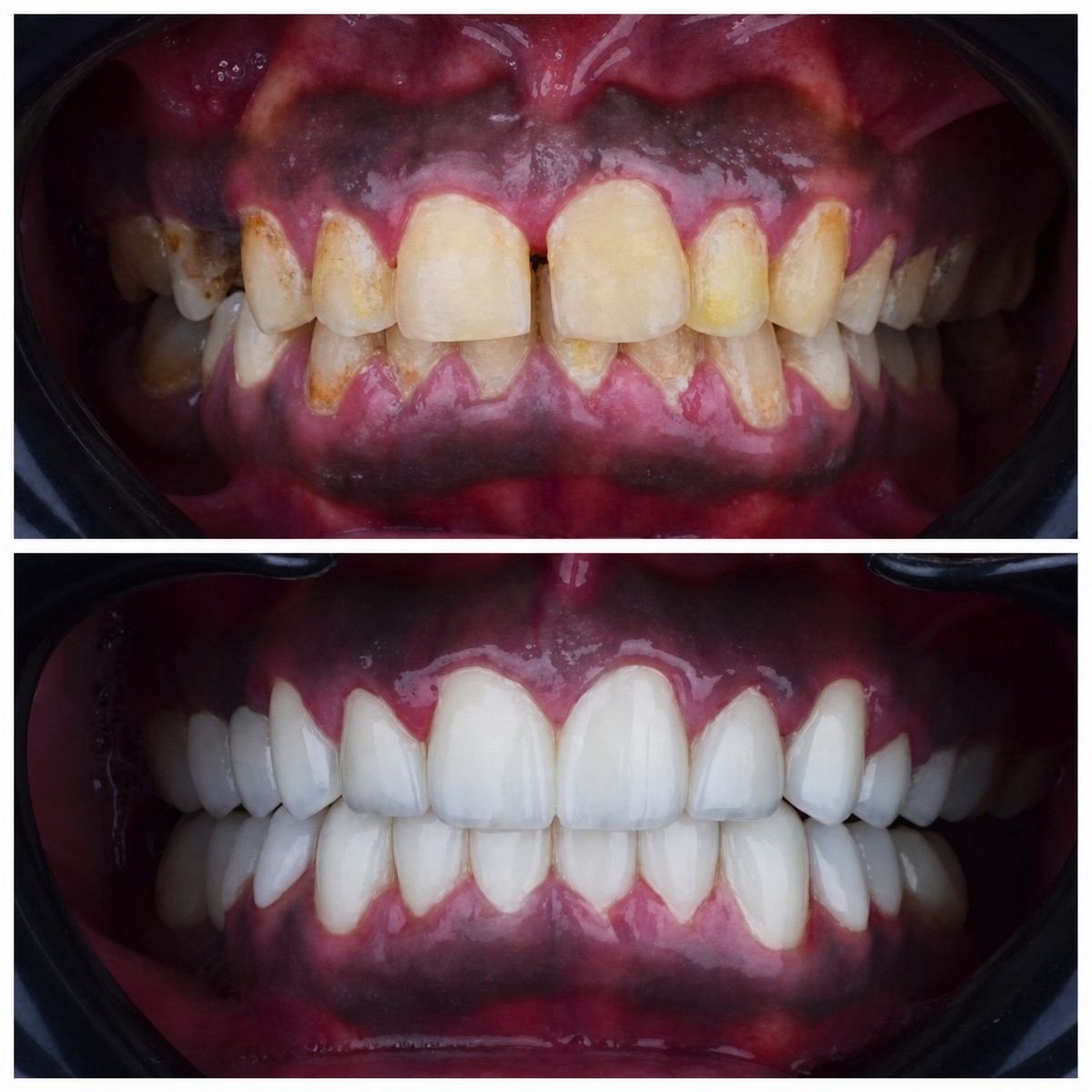 До и после установки виниров в Omara Dental Centers – естественный результат улыбки