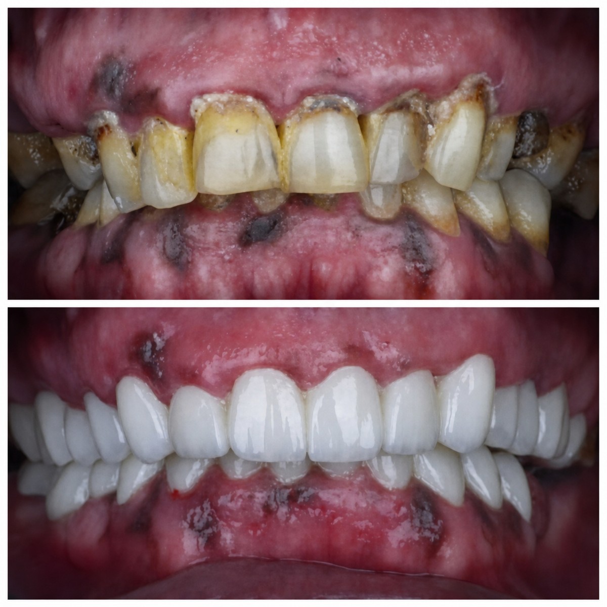 قبل وبعد قشور الأسنان في Omara Dental Centers – نتيجة تحول الابتسامة