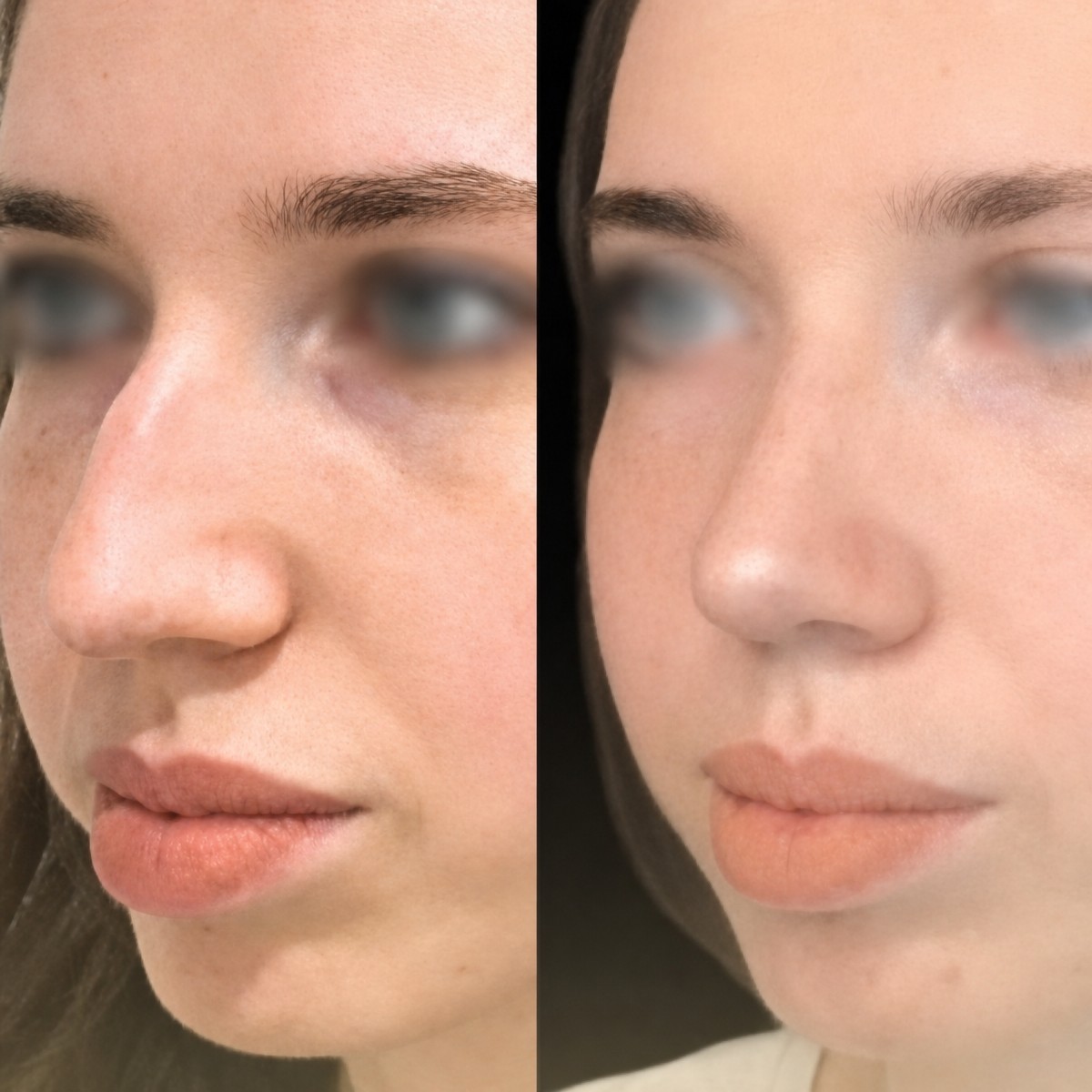 Before and after nasal hump removal at Memorial Şişli Hospital, rhinoplasty result