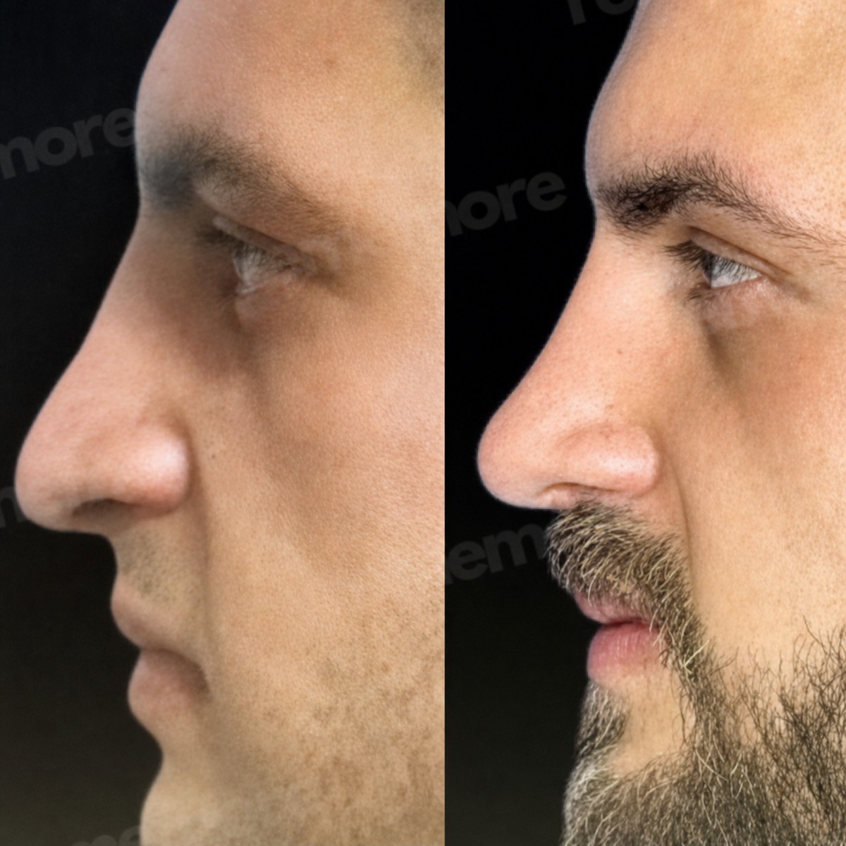 Before and after tip rhinoplasty results at Memorial Şişli Hospital, improved nose shape