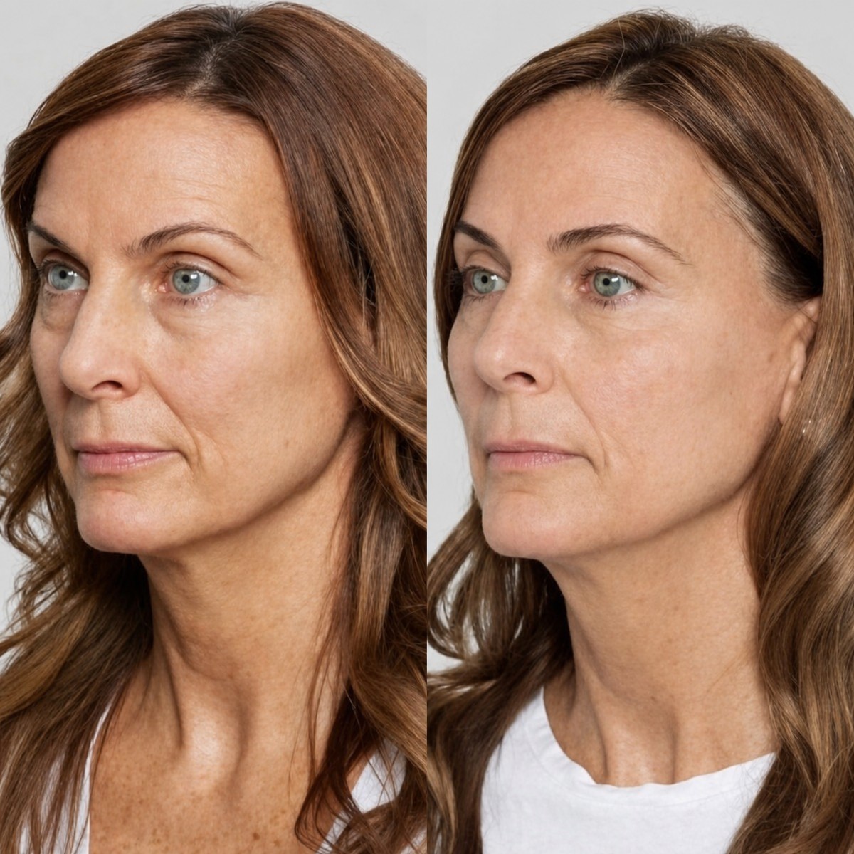 Resultados de lifting con hilos antes y después en Plenary Wellness, rejuvenecimiento facial