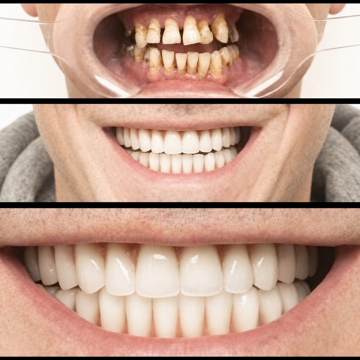 Résultats avant/après implants All-on-4 à HALDENT Dental Clinic, restauration du sourire