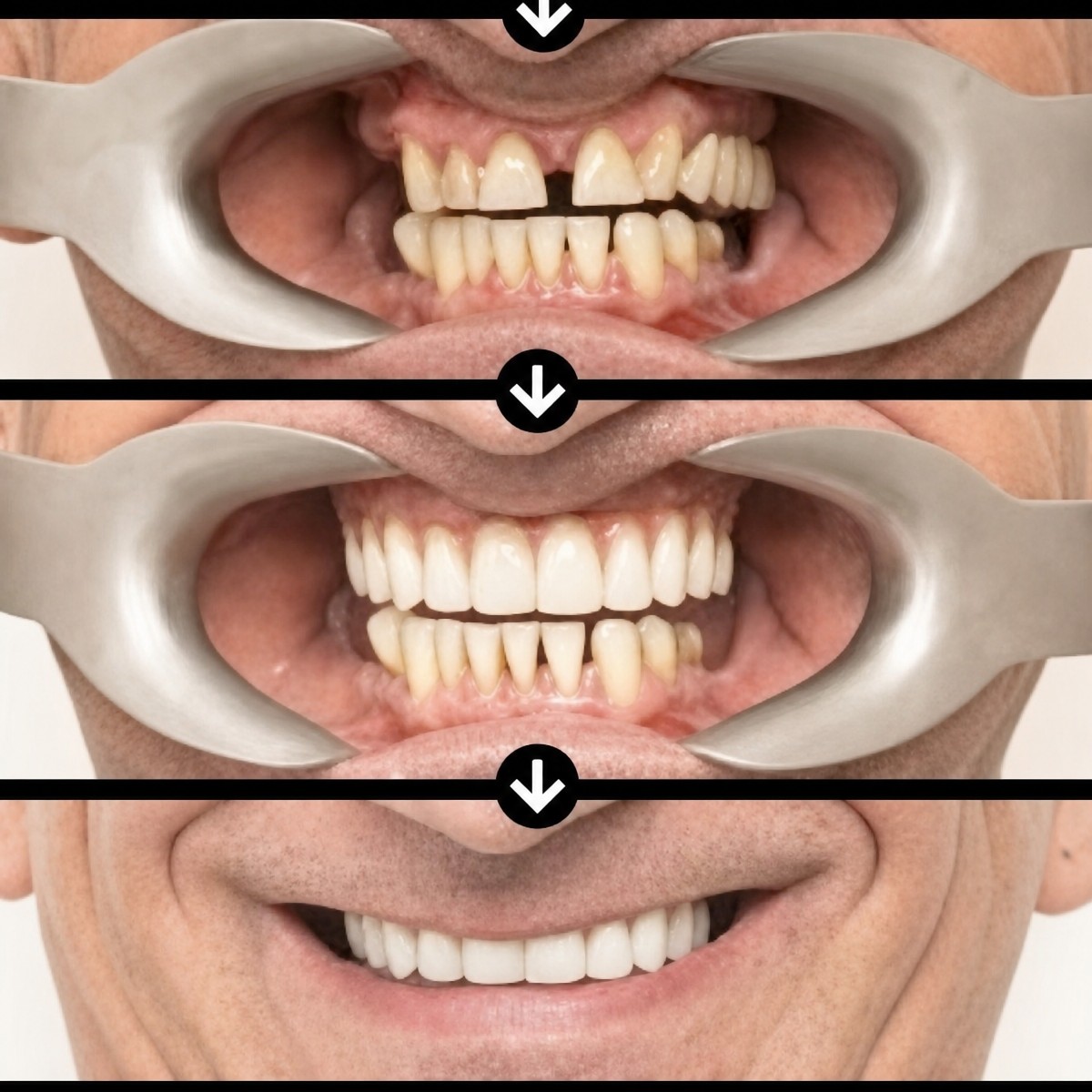 Результат до та після імплантації All-on-4 у HALDENT Dental Clinic, відновлення посмішки