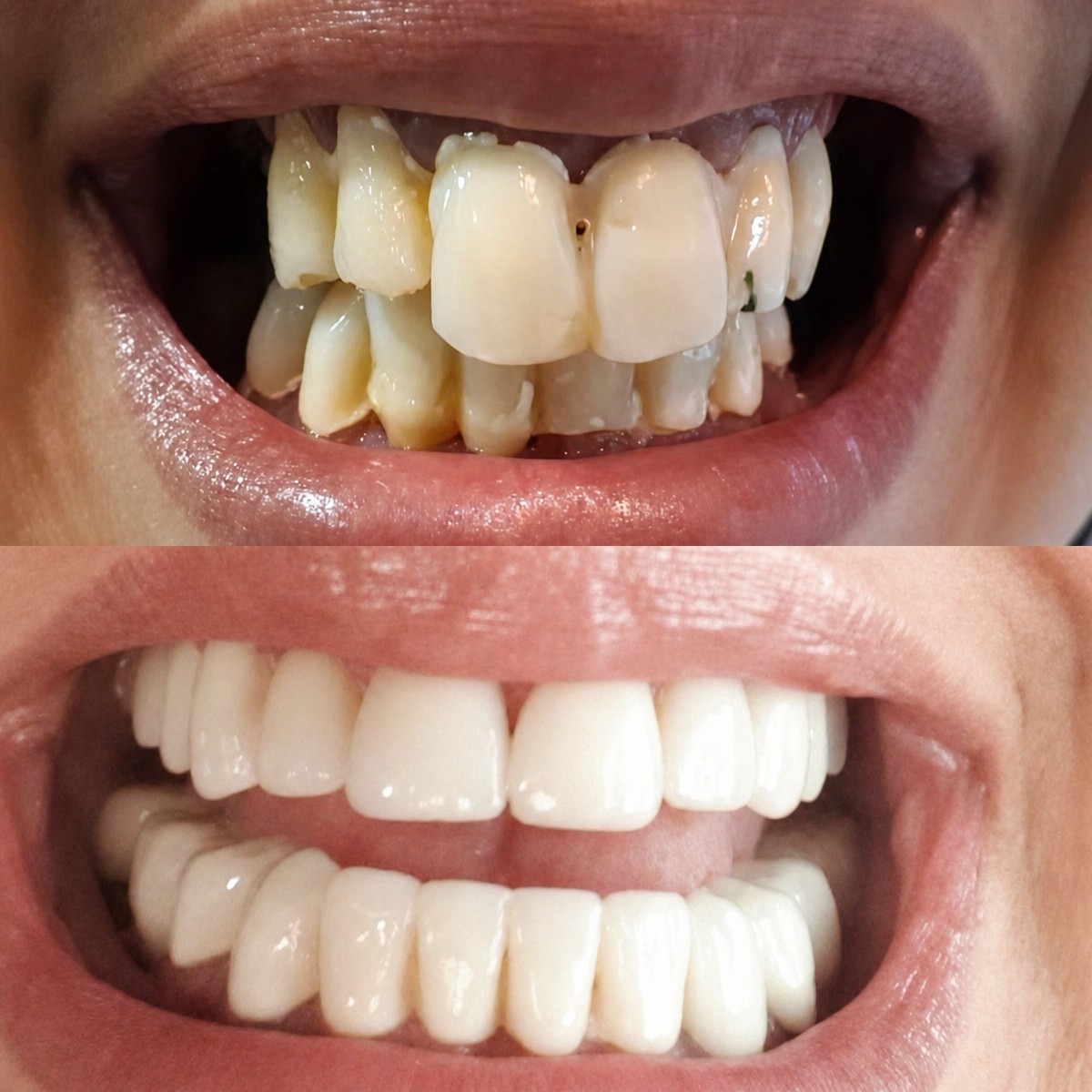 Результаты до и после установки зубных коронок в Hospitadent Dental Group - Alanya Clinic