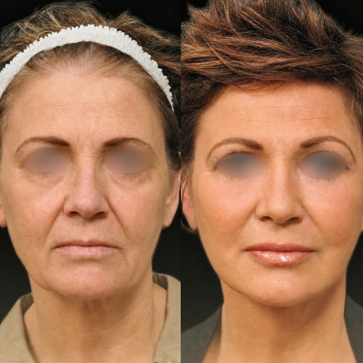 Before and after facial fat transfer results at Memorial Şişli Hospital, rejuvenated appearance