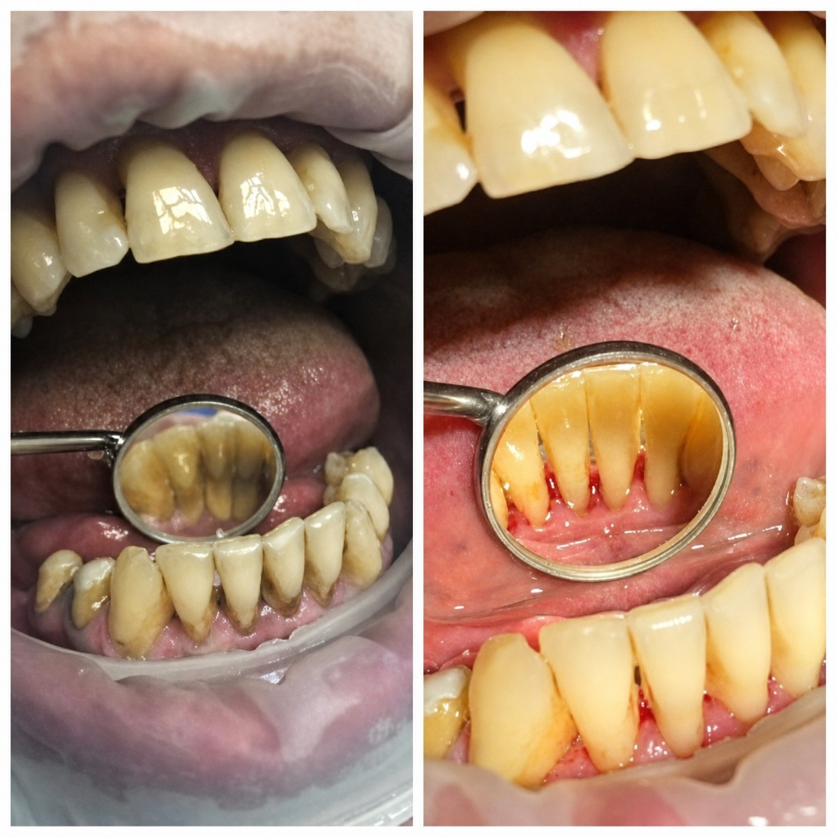 Before and after deep cleaning (scaling and root planing) result at Casa Dental, s.r.o.