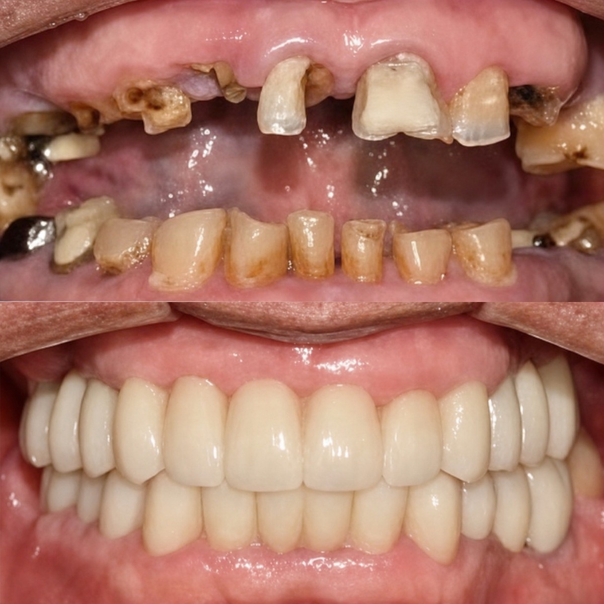 Результати до та після імплантації зубів у 365SeoulOneTop365 Dental Clinic, повне відновлення посмішки