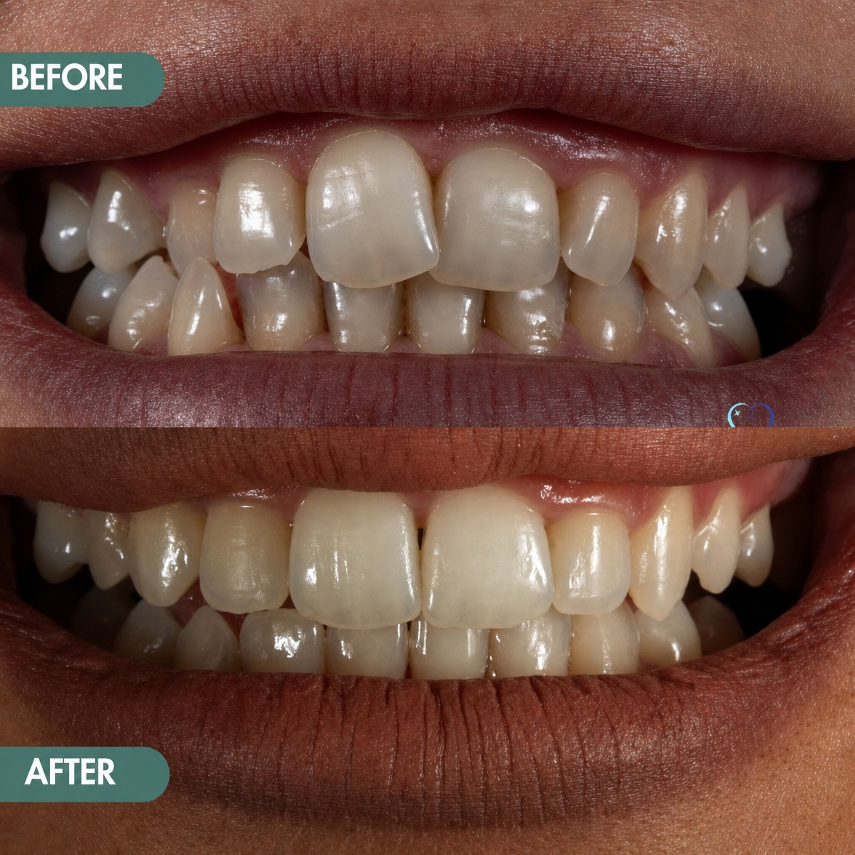 Before and after Invisalign results at Grand Dental Hospital & Laboratory, teeth alignment improvement