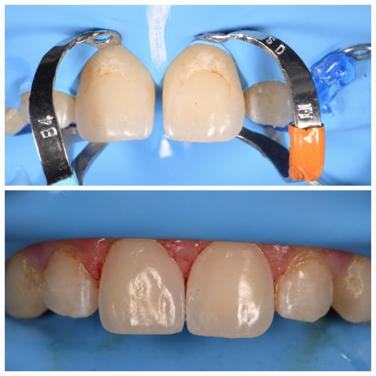 Before and after aesthetic composite filling results at RIKOTA Dental Clinic, improved front teeth