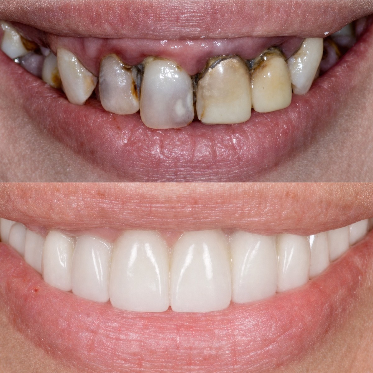 Before and after dental implant results at BMC Dental Klinik – restored healthy smile