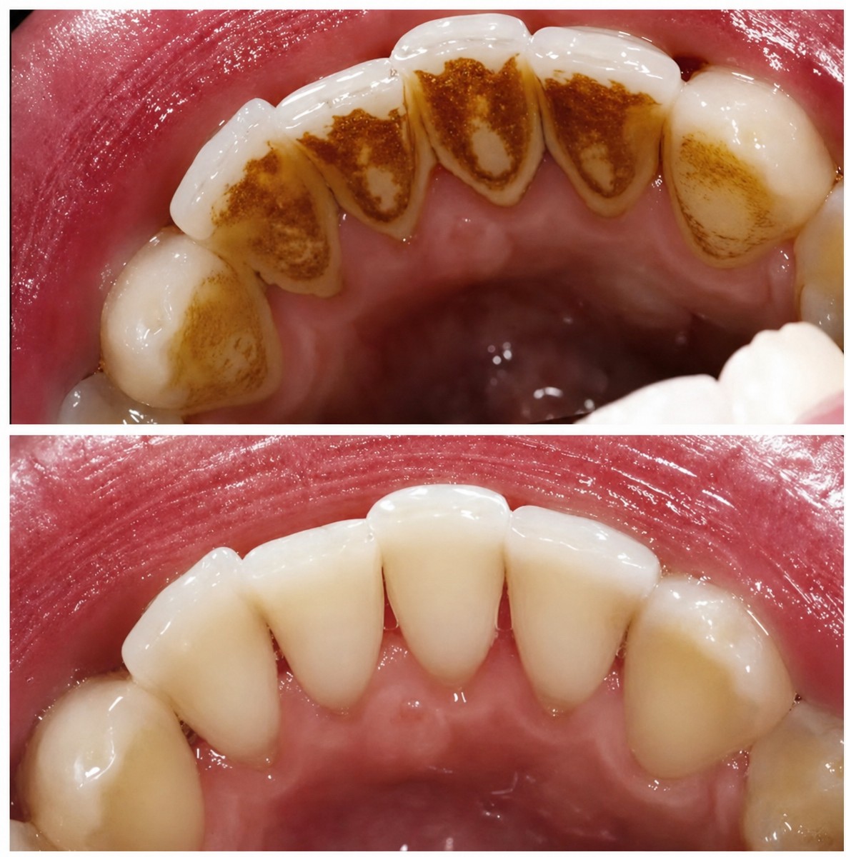 Результаты лазерного отбеливания зубов до и после в Grand Dental Hospital & Laboratory, удаление налета