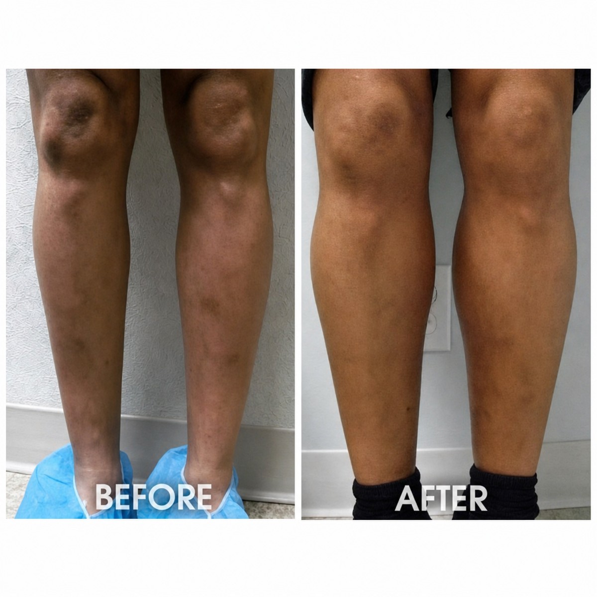 Before and after calf implants at Memorial Göztepe Hospital – enhanced lower leg contour result