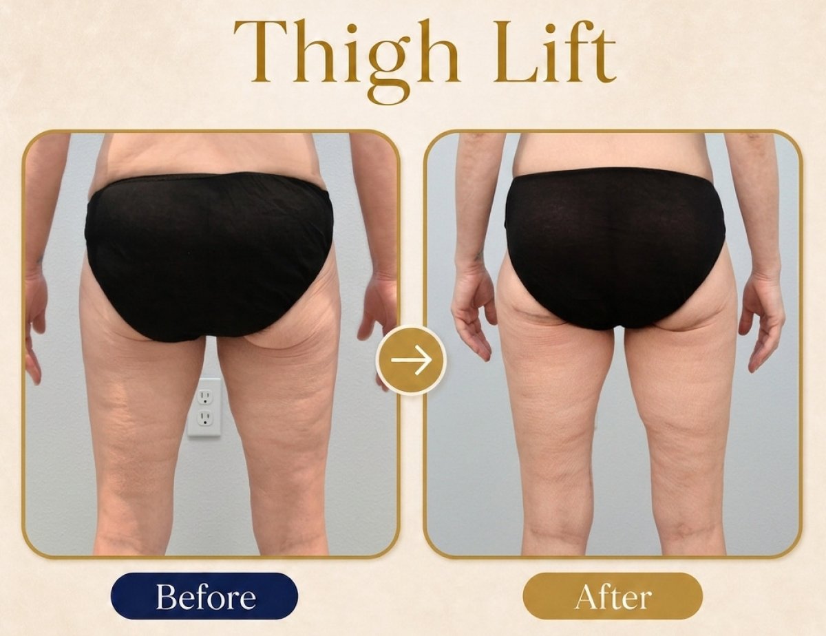 Before and after thigh lift results – improved thigh contour and skin tightening