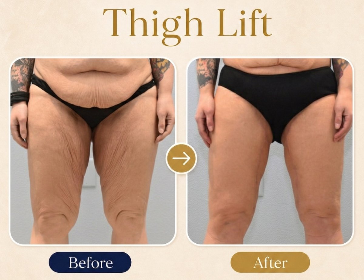 Before and after thigh lift results – smoother, firmer thighs after cosmetic surgery