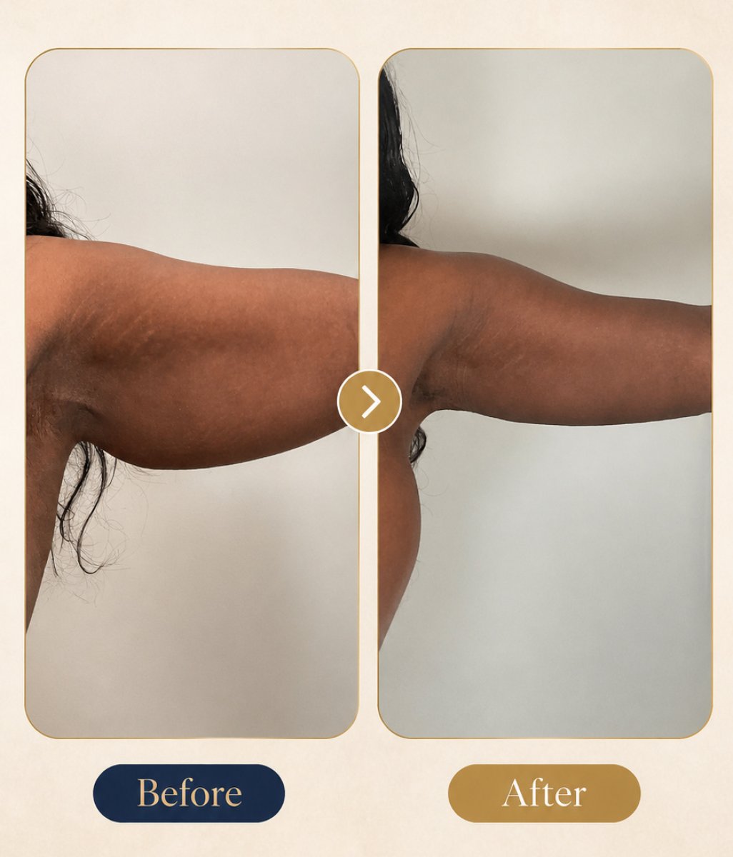 Résultats avant/après lifting des bras (brachioplastie) – bras raffermis et contour amélioré