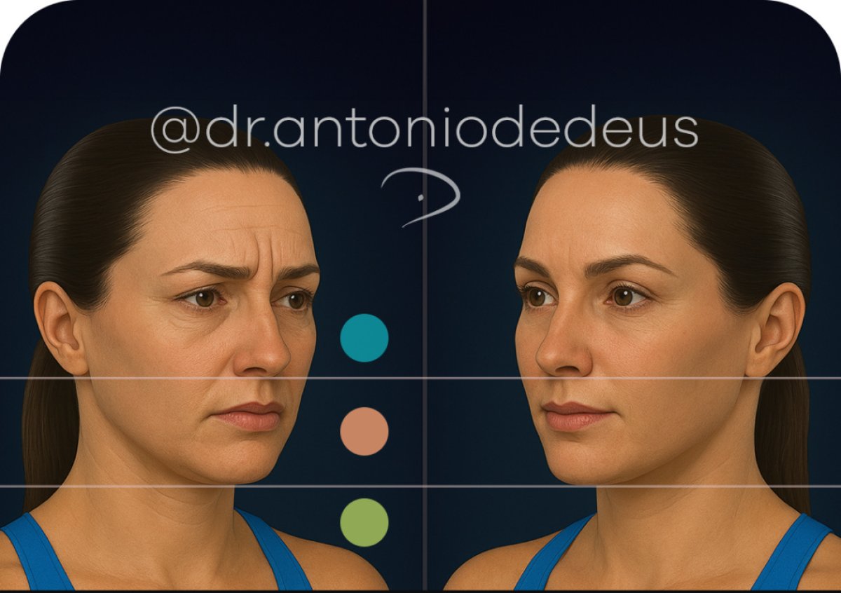 Before and after facelift results, smoother forehead and youthful skin at Dr. Antonio De Deus clinic