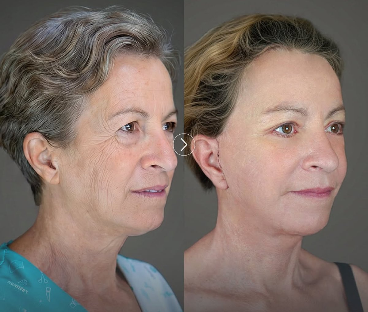 Vorher-nachher-Ergebnis Facelift bei Sarinya Clinic – sichtbare Hautverjüngung