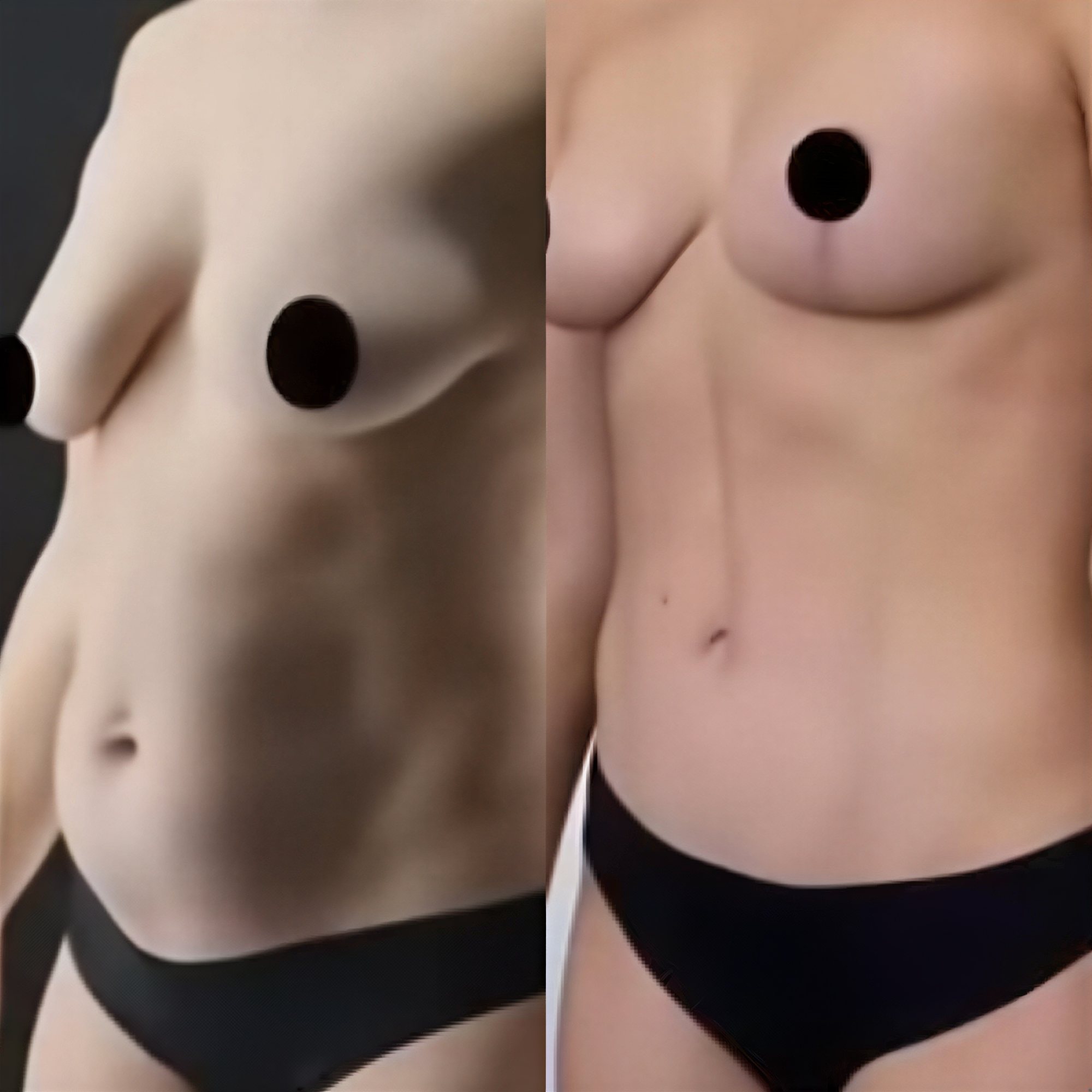 Resultados de abdominoplastia antes y después en Altan Tekin Clinic, contorno mejorado