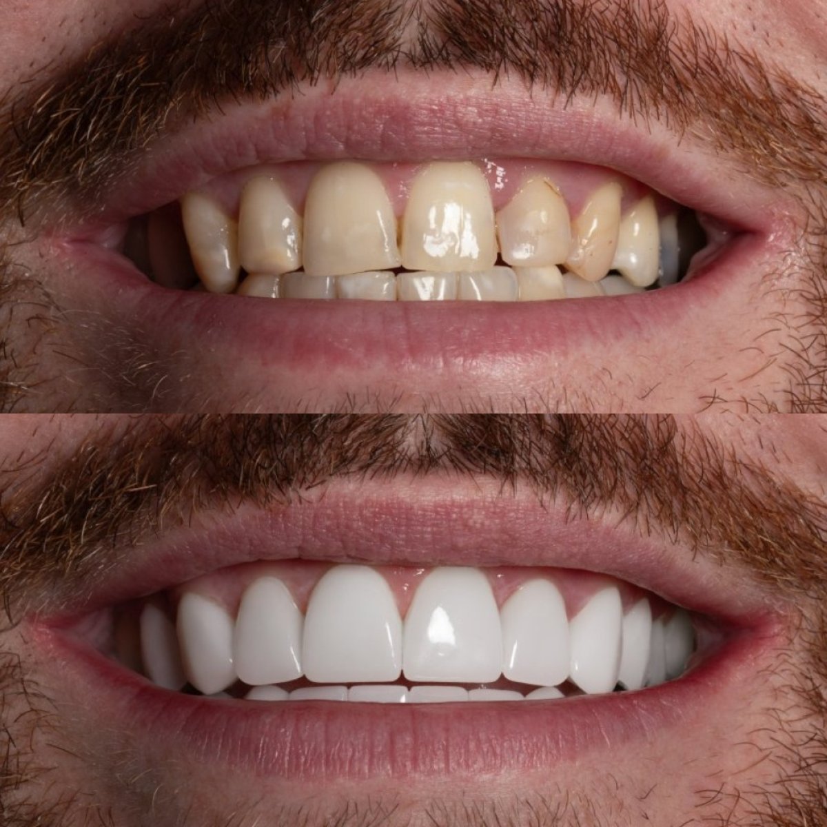 До и после установки виниров в Darya Dental Turkey, преображение улыбки с естественным результатом