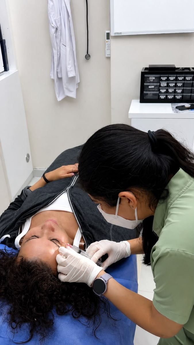 Stem cell therapy facial injection at Aesthetics Quantum Biohack Clinic, rejuvenation procedure