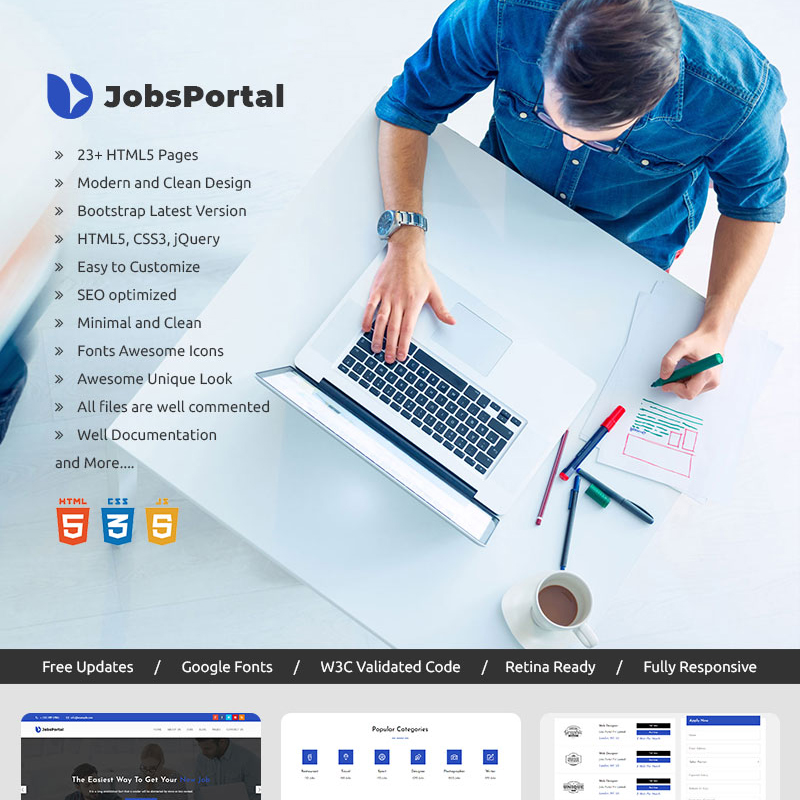 Jobs Portal - Online Jobs Search Website Template