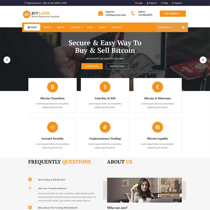 Bitland - Bitcoin And Crypto Currency Website Template