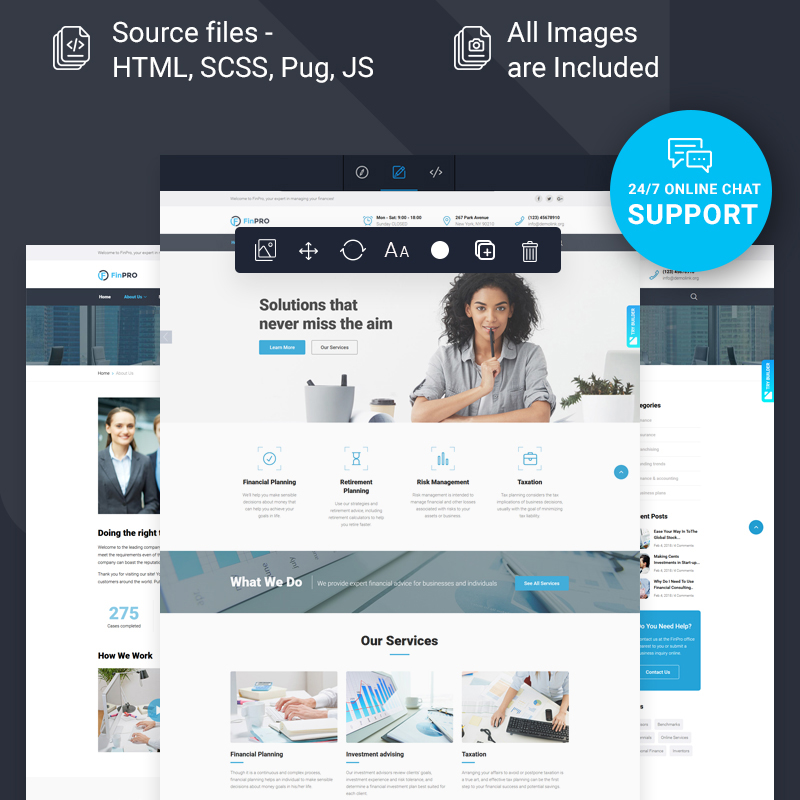 Financial Advisor Multipage HTML Template with Novi builder