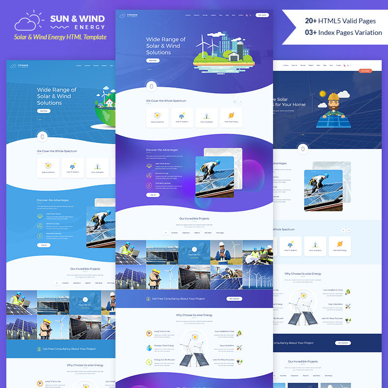 Sun and Wind Energy HTML Template Website Template