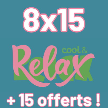 8 sachets de 15 sticks + 1 sachet gratuit (135 sticks) / 28,89€ le sachet RELAX